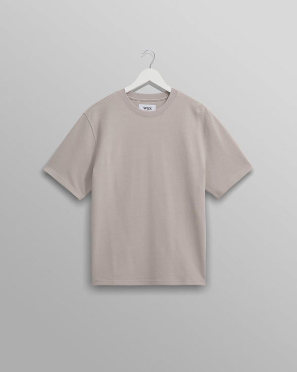 wax london men's Dean - Taupe Grey Textured Organic Cotton T-Shirt