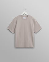 wax london Dean - Taupe Grey Textured Organic Cotton T-Shirt