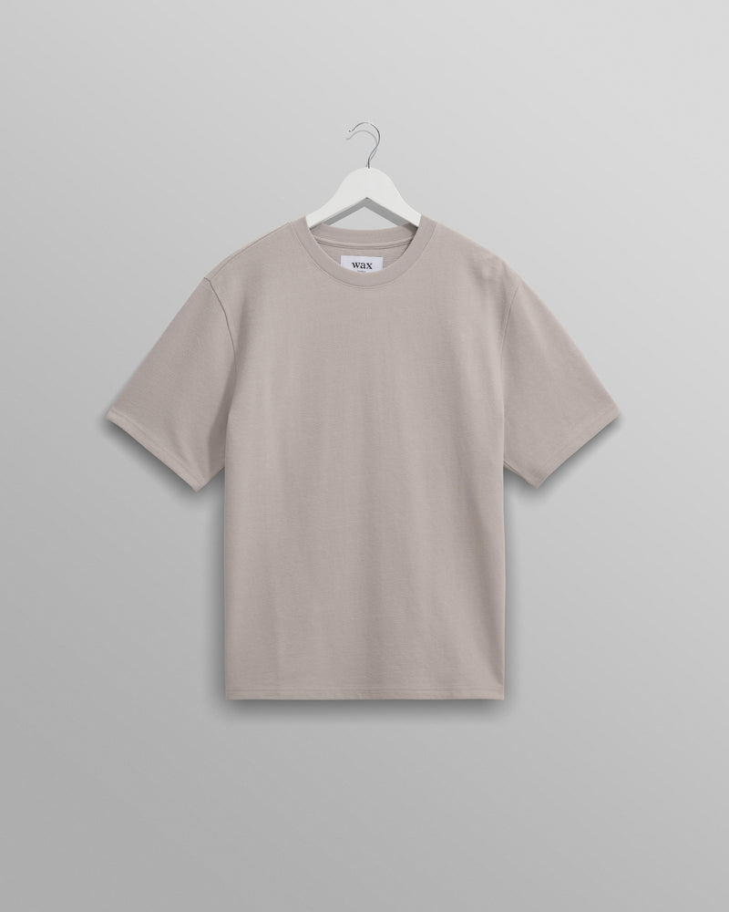 wax london Dean - Taupe Grey Textured Organic Cotton T-Shirt