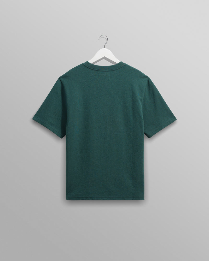 wax london men's Dean - Teal Textured Organic Cotton T-Shirt