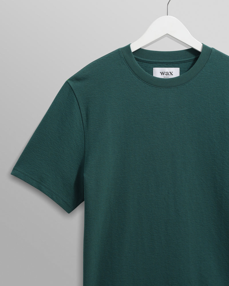 wax london men's Dean - Teal Textured Organic Cotton T-Shirt