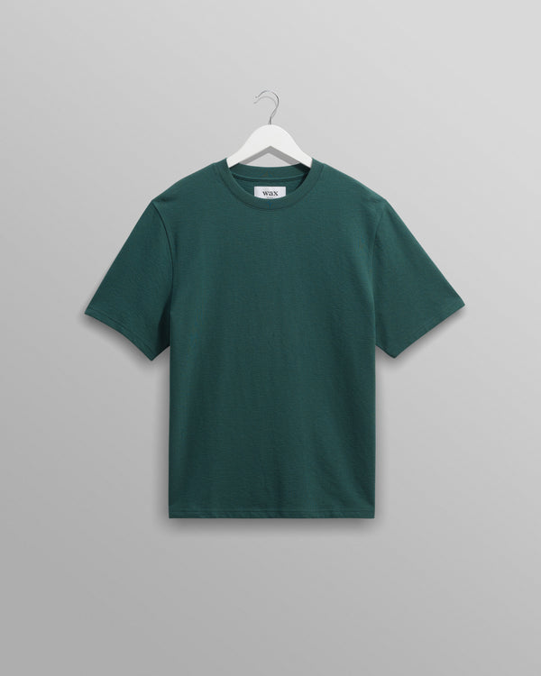 wax london men's Dean - Teal Textured Organic Cotton T-Shirt