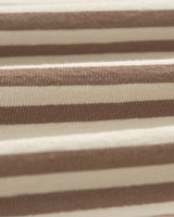 wax london men's Dean - Walnut/Ecru Striped Textured Organic Cotton T-Shirt