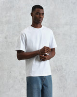 wax london men's Dean - White Embroidered Logo Organic Cotton T-Shirt