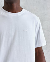 wax london men's Dean - White Embroidered Logo Organic Cotton T-Shirt