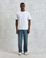 wax london men's Dean - White Embroidered Logo Organic Cotton T-Shirt