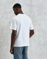 wax london men's Dean - White Embroidered Logo Organic Cotton T-Shirt