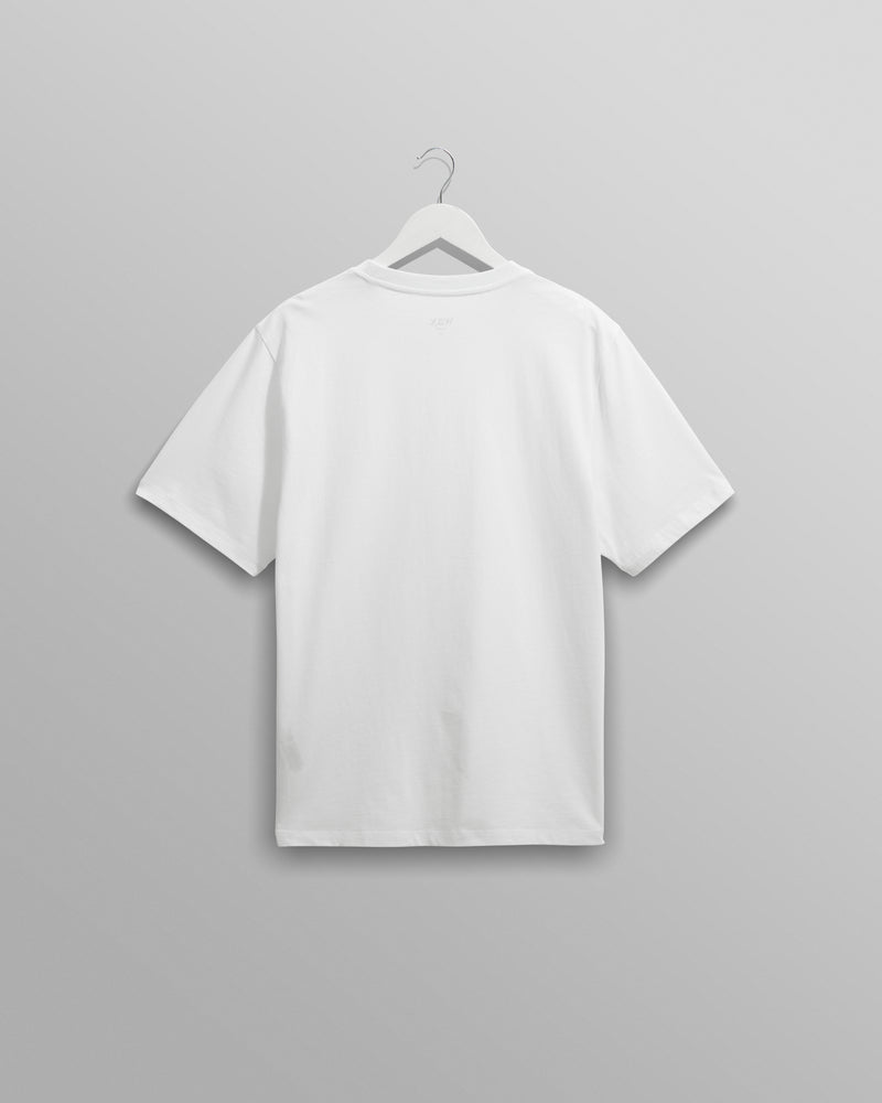 wax london men's Dean - White Embroidered Logo Organic Cotton T-Shirt