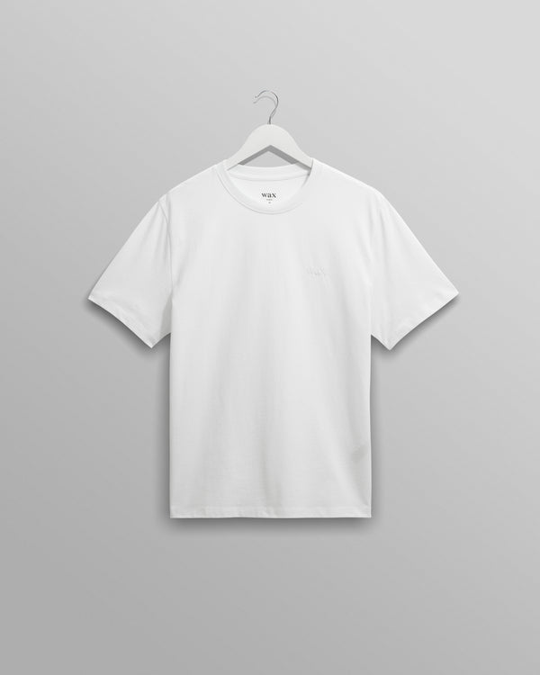 wax london men's Dean - White Embroidered Logo Organic Cotton T-Shirt