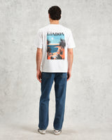 wax london Dean - White London Postcard Graphic Organic Cotton T-Shirt