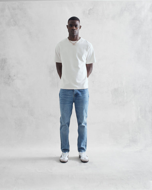 wax london Dean - White Textured Organic Cotton T-Shirt