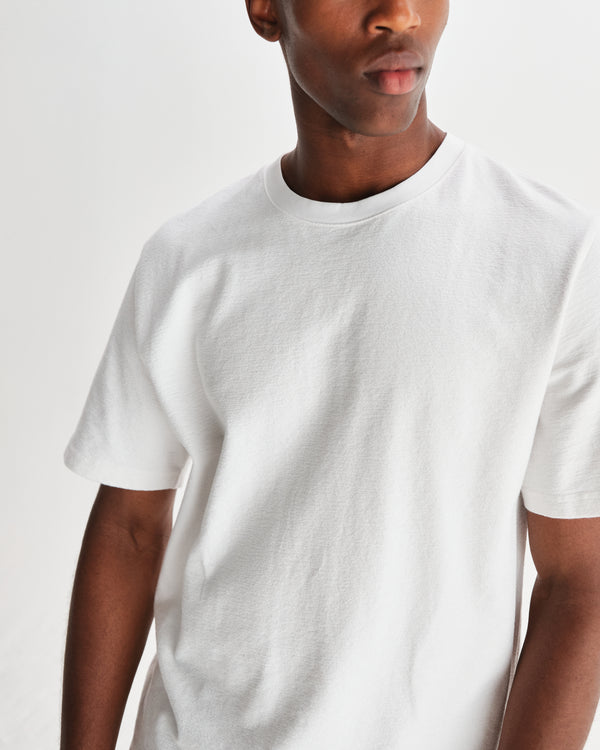 wax london men's Dean - White Textured Organic Cotton T-Shirt