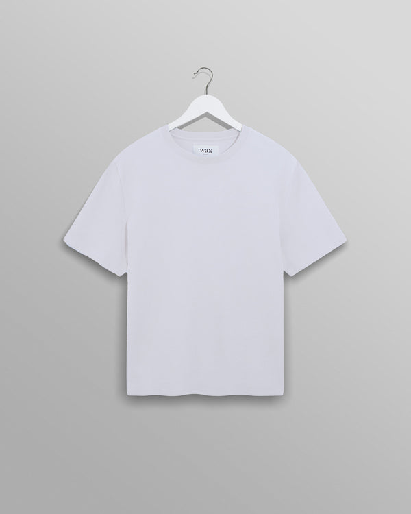 wax london Dean - White Textured Organic Cotton T-Shirt