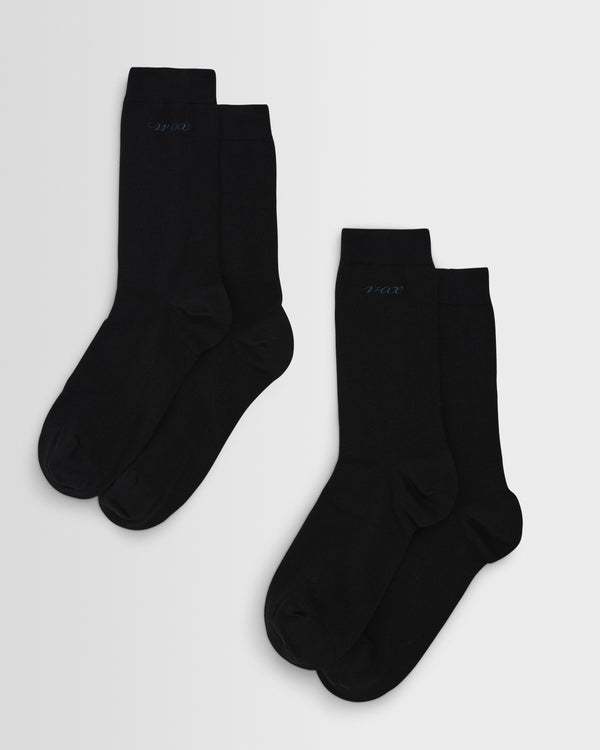 wax london men's Derby - Black Embroidered Logo Socks x2 Multipack