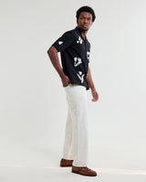 wax london men's Didcot - Black And Beige Abstract Applique Short-Sleeve Shirt