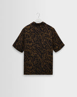 wax london men's Didcot - Black And Brown Floral Viscose Short-Sleeve Shirt