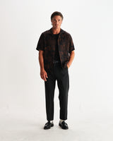 wax london men's Didcot - Black And Brown Paisley Short-Sleeve Shirt