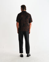 wax london men's Didcot - Black And Brown Paisley Short-Sleeve Shirt