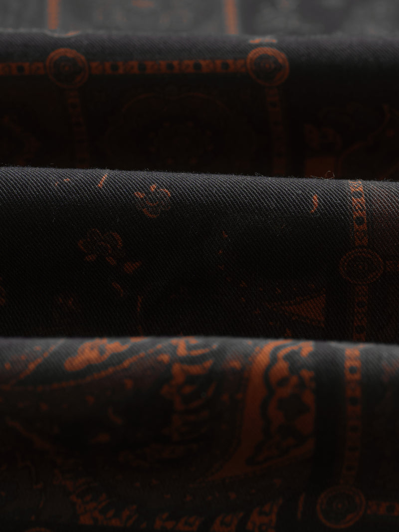 wax london men's Didcot - Black And Brown Paisley Short-Sleeve Shirt