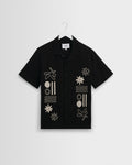Didcot - Black And Ecru Abstract Applique Short-Sleeve Shirt