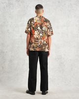 wax london Didcot - Black And Multicolour Abstract Short-Sleeve Shirt