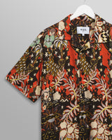 wax london Didcot - Black And Multicolour Abstract Short-Sleeve Shirt