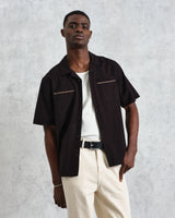 wax london Didcot - Black And Multicolour Appliqué Short-Sleeve Shirt
