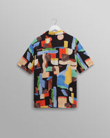 wax london men's Didcot - Black And Multicolour Pablo Short-Sleeve Shirt