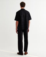 wax london men's Didcot - Black Corded Lace Short-Sleeve Shirt