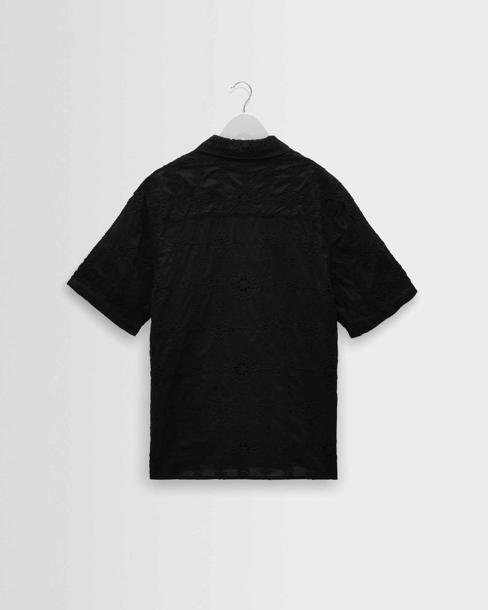 Men's Black Corded Lace Short-Sleeve Shirt | Wax London