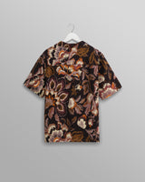 wax london Didcot - Black Winter Botanical Print Short Sleeve Shirt