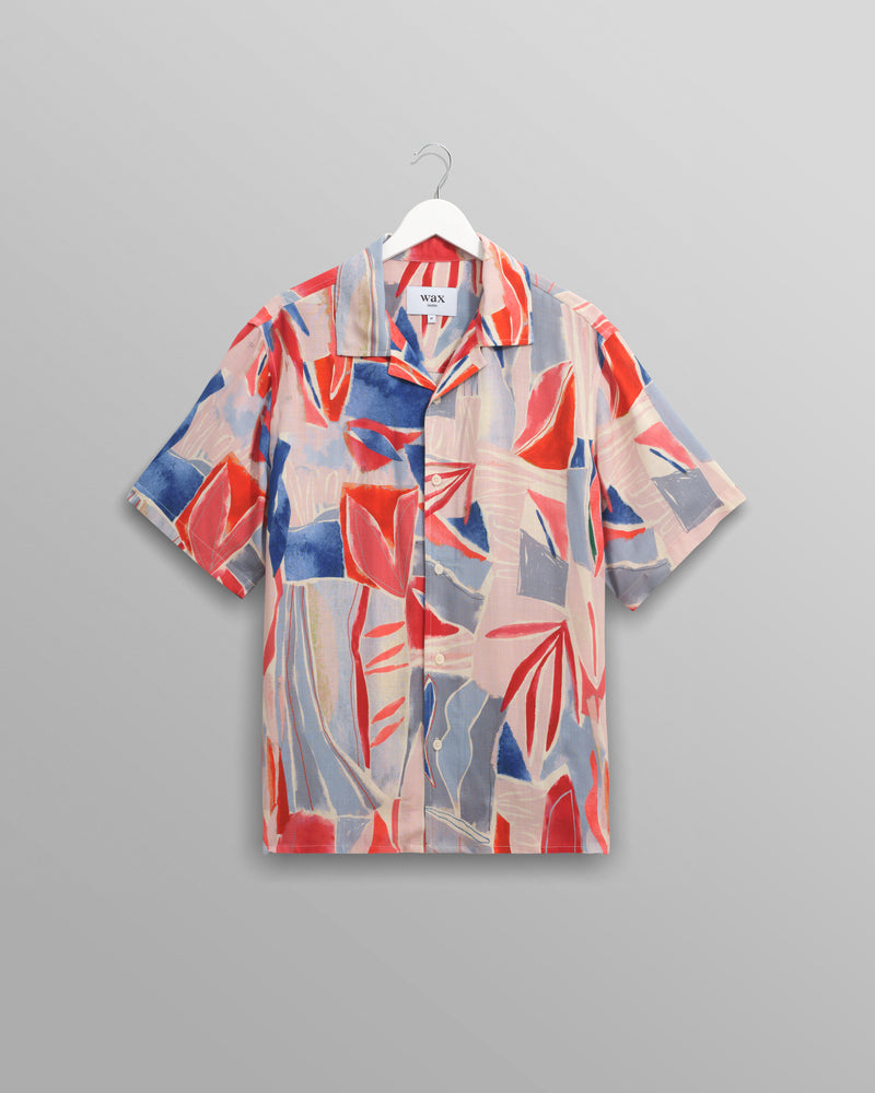 wax london Didcot - Blue And Pink Abstract Short-Sleeve Shirt