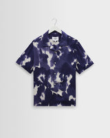 wax london men's Didcot - Blue And White Floral Viscose Short-Sleeve Shirt