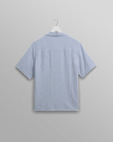 wax london Didcot - Blue And White Textured Stripe Short-Sleeve Shirt