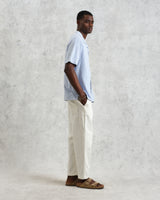 wax london Didcot - Blue And White Textured Stripe Short-Sleeve Shirt