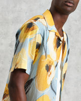 wax london Didcot - Blue And Yellow Abstract Poppy Short-Sleeve Shirt