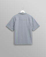 wax london men's Didcot - Blue Open Weave Cotton Short-Sleeve Shirt
