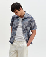 Didcot - Blue Watercolour Print Short-Sleeve Shirt