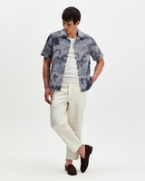 Didcot - Blue Watercolour Print Short-Sleeve Shirt