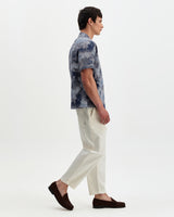 Didcot - Blue Watercolour Print Short-Sleeve Shirt