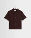 Didcot - Brown Double-Weave Seersucker Short-Sleeve Shirt