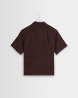 wax london men's Didcot - Brown Flower Embroidered Short-Sleeve Shirt