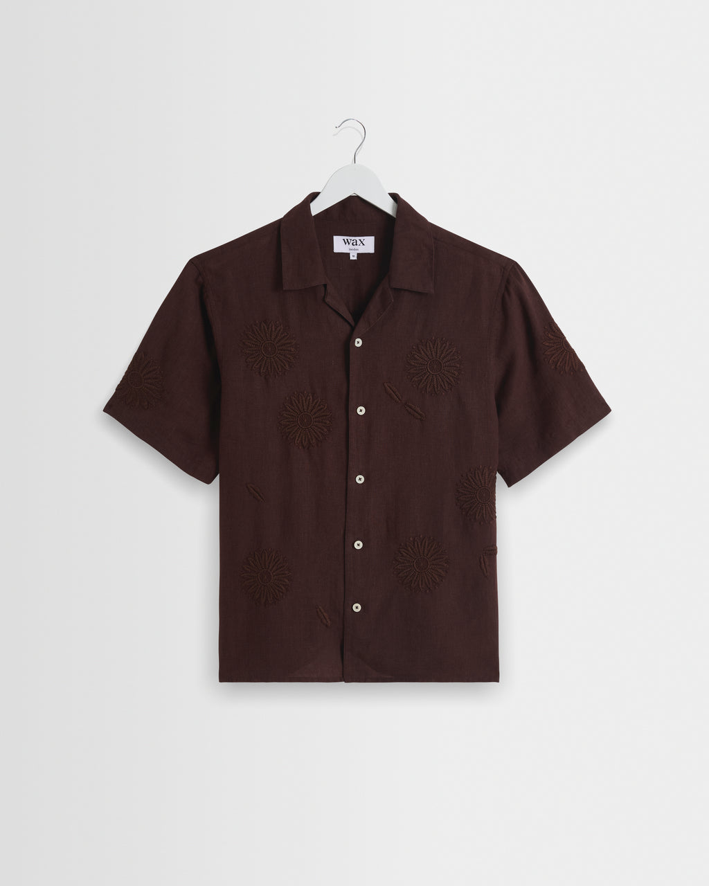 Didcot - Brown Flower Embroidered Short-Sleeve Shirt