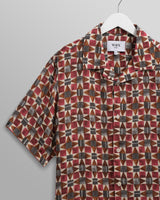 wax london men's Didcot - Burgundy Painted Geometric Short-Sleeve Shirt