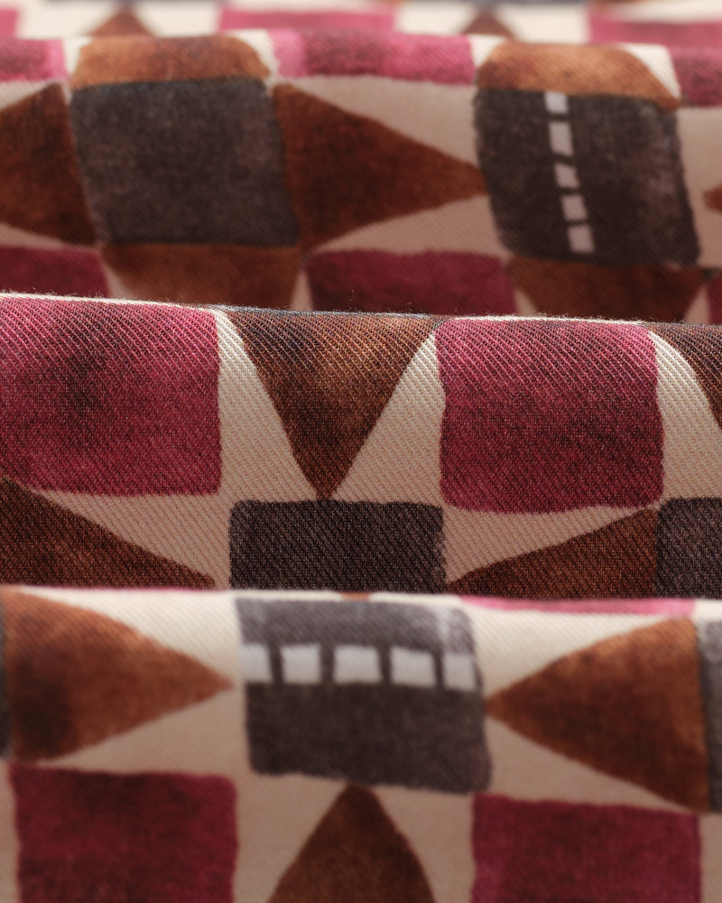 wax london men's Didcot - Burgundy Painted Geometric Short-Sleeve Shirt