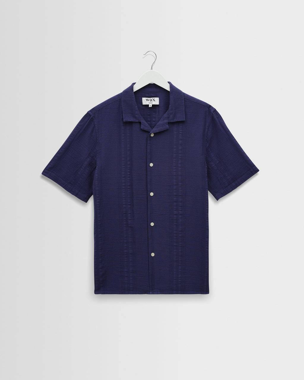 Didcot Dark Blue Double Weave Seersucker Short Sleeve Shirt