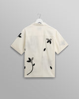 wax london Didcot - Ecru And Black Bloom Appliqué Short-Sleeve Shirt