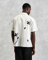 wax london Didcot - Ecru And Black Bloom Appliqué Short-Sleeve Shirt
