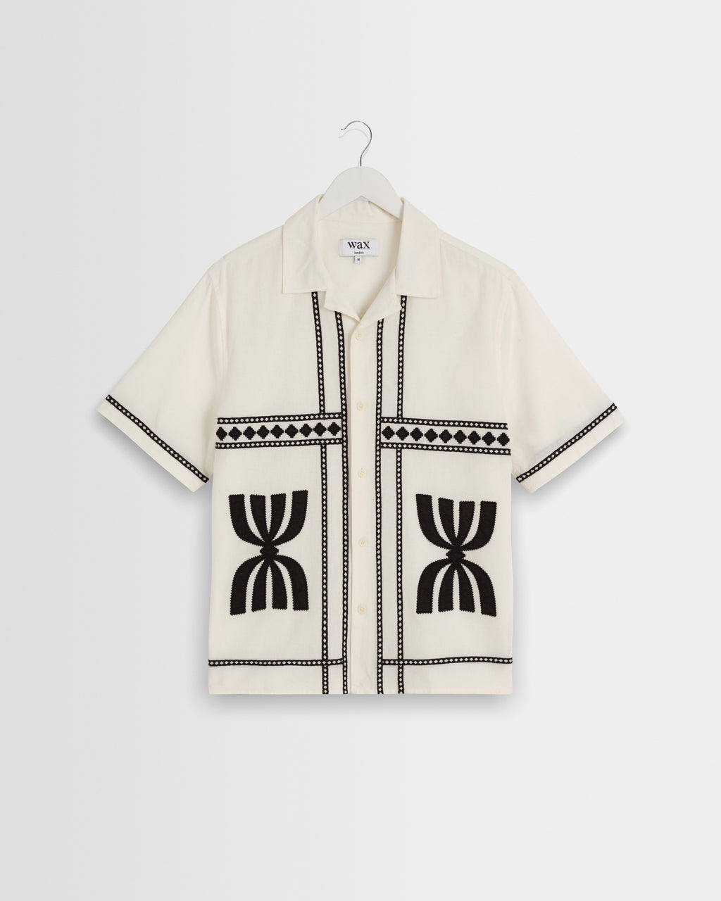 Didcot Ecru Border Applique Short Sleeve Shirt