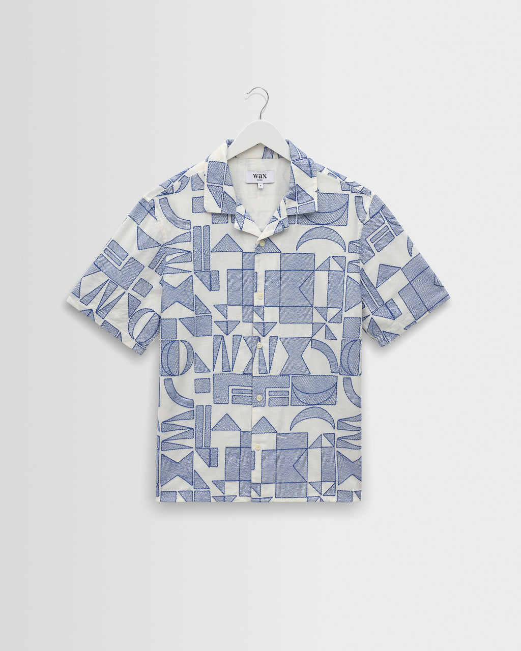 Didcot Ecru Geometric Embroidered Short Sleeve Shirt